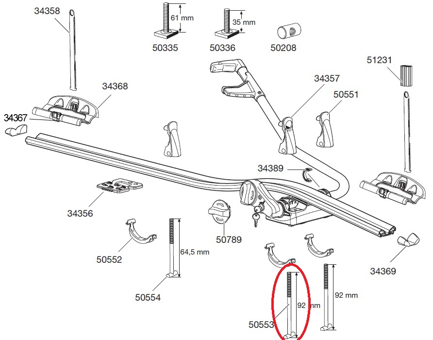Т-образный винт для велокрепления Thule ProRide 591 (Туле Про Райд 591)