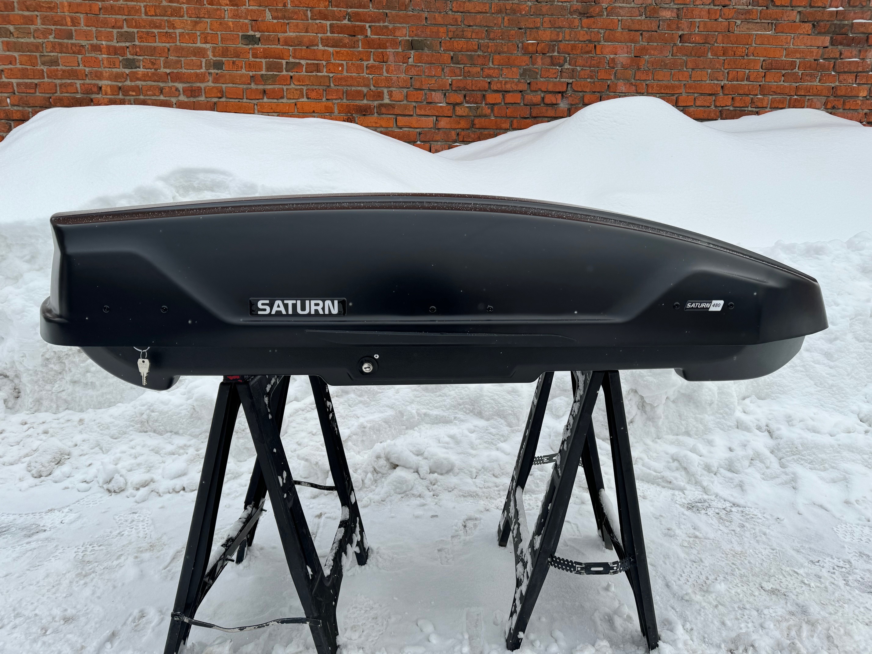 Автобокс на крышу Saturn 480 black matte DUO NEW UF (Сатурн 480 черный матовый ДУО НЬЮ УФ)