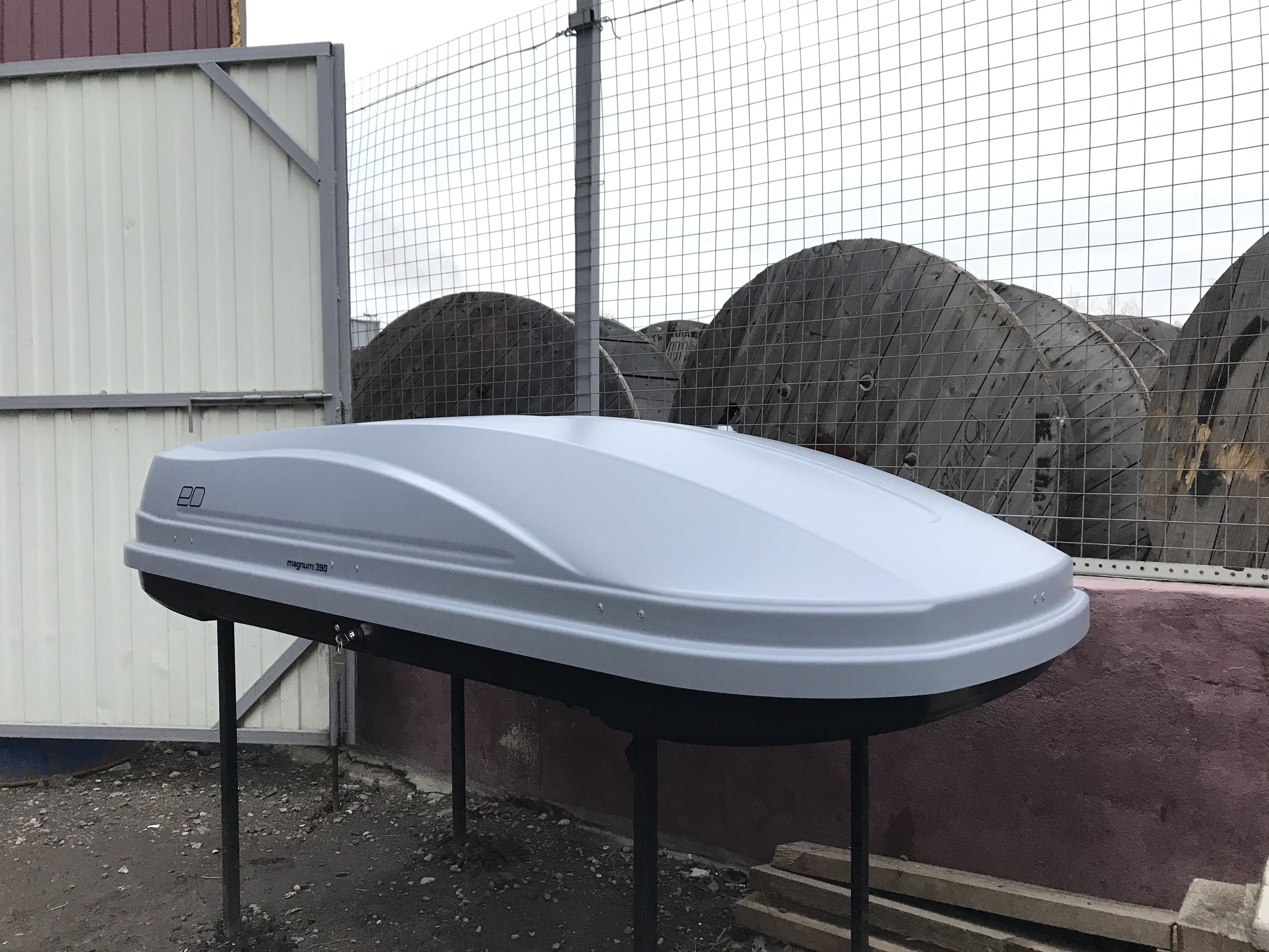 Автобокс на крышу ED Magnum 390 серый карбон быстросъем