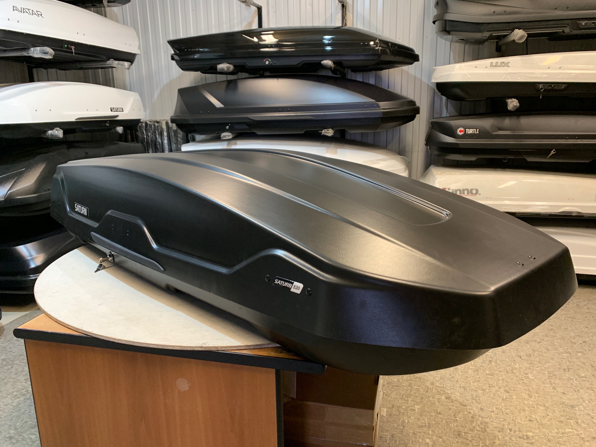 Автобокс на крышу Saturn 520 black matte duo (Сатурн 520 черный матовый двусторонний)