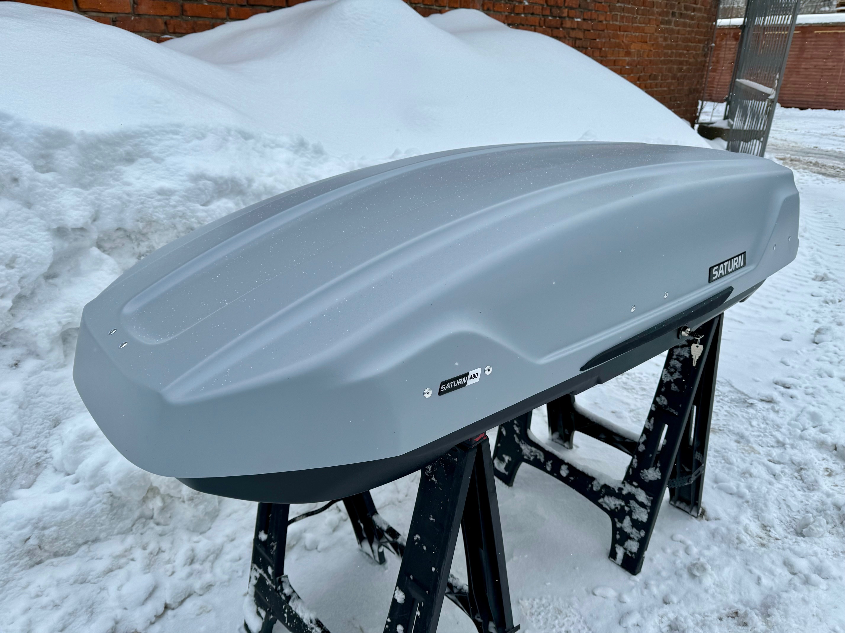 Автобокс на крышу Saturn 480 silver matte DUO NEW UF (Сатурн 480 серый матовый ДУО НЬЮ УФ)