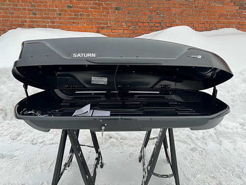 Автобокс на крышу Saturn 480 black matte DUO NEW UF (Сатурн 480 черный матовый ДУО НЬЮ УФ)