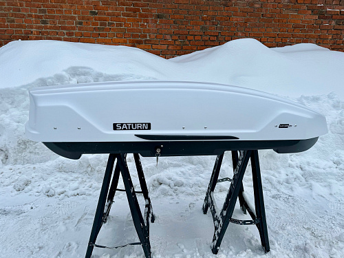 Автобокс на крышу Saturn 480 white matte DUO NEW UF (Сатурн 480 белый матовый ДУО НЬЮ УФ)